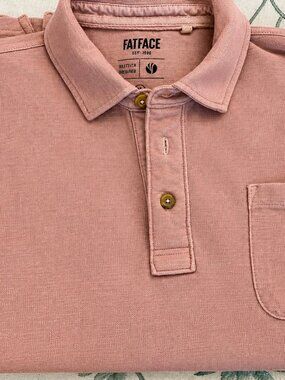 FatFace Men's XL Dusty Rose Pink Textured Polo Shirt Short Sleeve Pocket